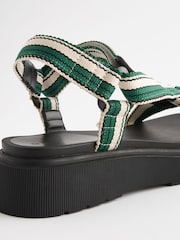 Green/Ecru Webbing Chunky Sandals - Image 6 of 8