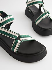 Green/Ecru Webbing Chunky Sandals - Image 8 of 8