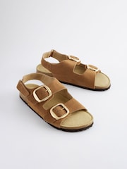 Golden Tan Back Strap Leather Footbed Sandals - Image 1 of 5
