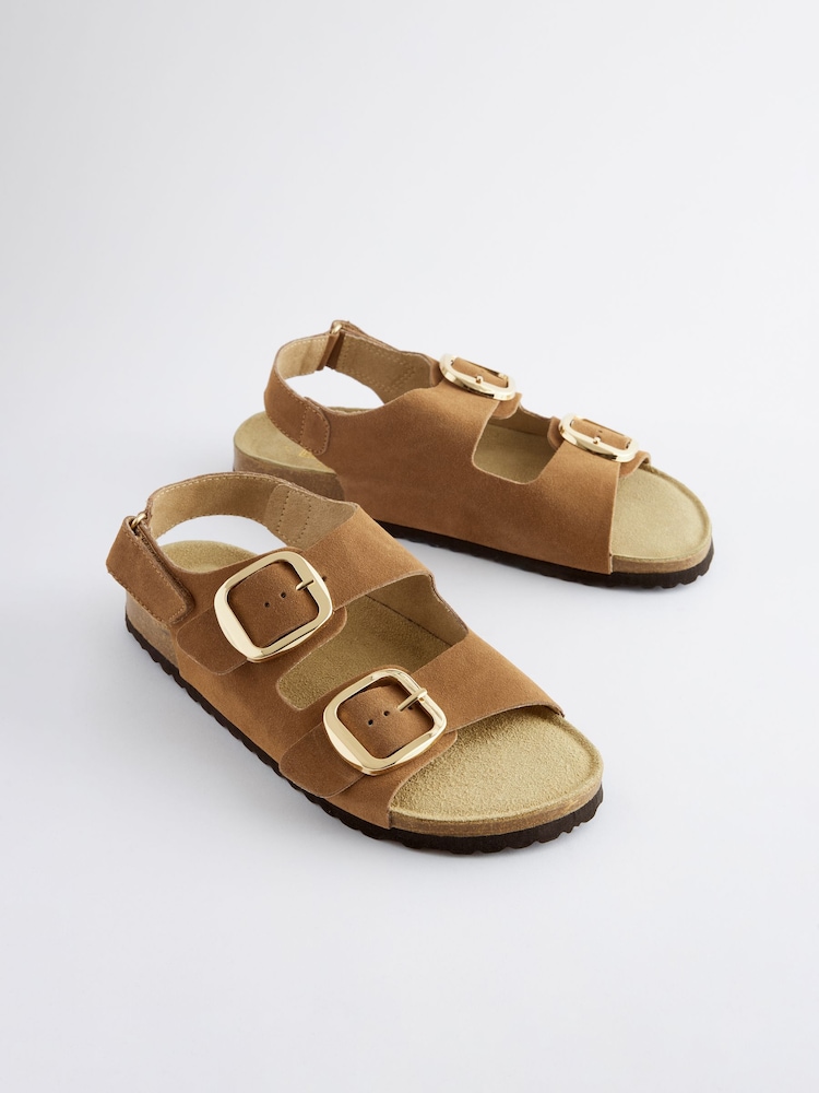 Golden Tan Back Strap Leather Footbed Sandals - Image 1 of 5
