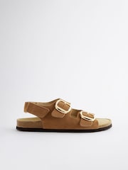 Golden Tan Back Strap Leather Footbed Sandals - Image 2 of 5