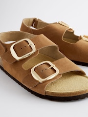 Golden Tan Back Strap Leather Footbed Sandals - Image 3 of 5