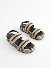 Monochrome Espadrille Flatform Sandals - Image 3 of 7
