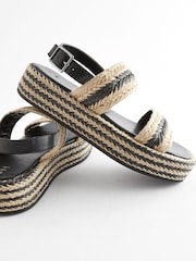 Monochrome Espadrille Flatform Sandals - Image 5 of 7