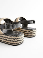 Monochrome Espadrille Flatform Sandals - Image 6 of 7