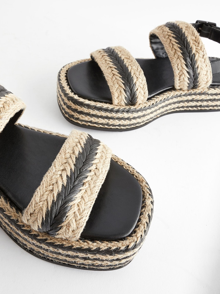 Monochrome Espadrille Flatform Sandals - Image 7 of 7