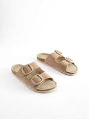 Neutral Forever Comfort® Leather Double Strap Footbed Sandals - Image 3 of 8
