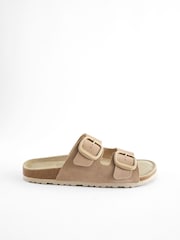 Neutral Forever Comfort® Leather Double Strap Footbed Sandals - Image 4 of 8