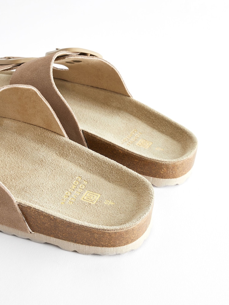 Neutral Forever Comfort® Leather Double Strap Footbed Sandals - Image 8 of 8