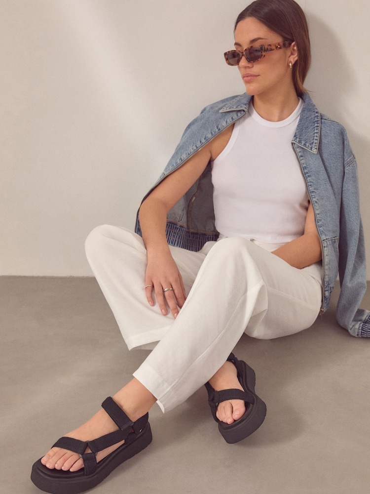 Black Webbing Chunky Sandals - Image 1 of 9 Black Webbing Chunky Sandals - Image 1 of 9