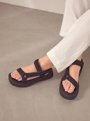 Black Webbing Chunky Sandals - Image 3 of 9