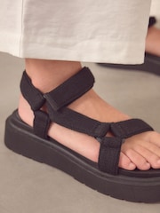 Black Webbing Chunky Sandals - Image 4 of 9