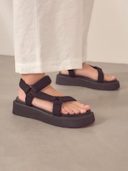 Black Webbing Chunky Sandals - Image 5 of 9