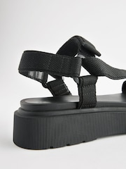 Black Webbing Chunky Sandals - Image 8 of 9