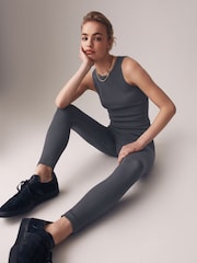 The Set Black/Grey 2 Pack Seamless Ribbed High Waist Leggings - Image 4 of 9