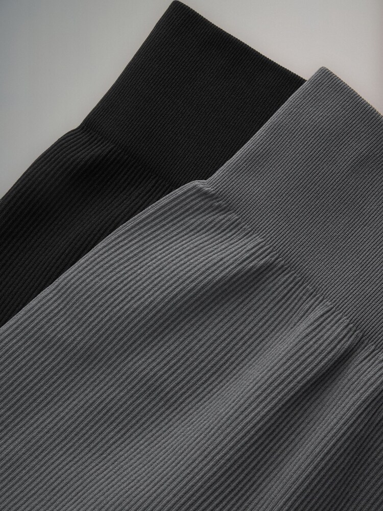 Buy The Set Black/Grey Pack Seamless Ribbed High Waist Leggings