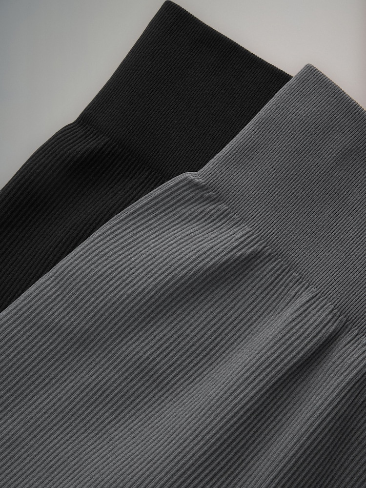 The Set Black/Grey 2 Pack Seamless Ribbed High Waist Leggings - Image 9 of 9
