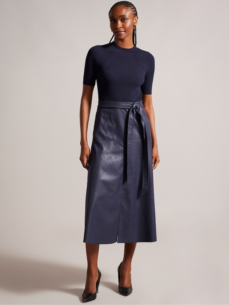 Ted Baker Blue Matiar Short Sleeve A-Line Midi Dress - Image 1 of 5