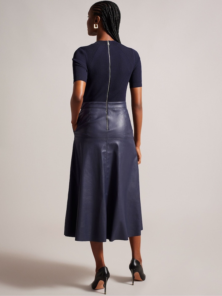 Ted Baker Blue Matiar Short Sleeve A-Line Midi Dress - Image 2 of 5