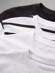 The Set Black/Grey/White/Stripe 4 Pack 100% Cotton Short Sleeved Relaxed T-Shirts - Image 11 of 11