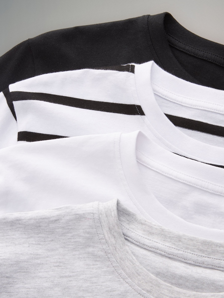 The Set Black/Grey/White/Stripe 4 Pack 100% Cotton Short Sleeved Relaxed T-Shirts - Image 11 of 11