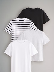 The Set Black/Grey/White/Stripe 4 Pack 100% Cotton Short Sleeved Relaxed T-Shirts - Image 2 of 11