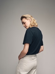 The Set Black/Grey/White/Stripe 4 Pack 100% Cotton Short Sleeved Relaxed T-Shirts - Image 6 of 11