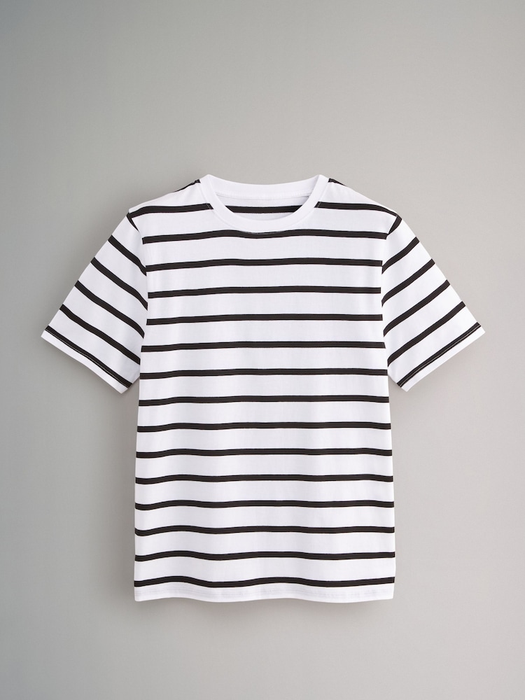 The Set Black/Grey/White/Stripe 4 Pack Short Sleeved Relaxed T-Shirts - Image 8 of 11
