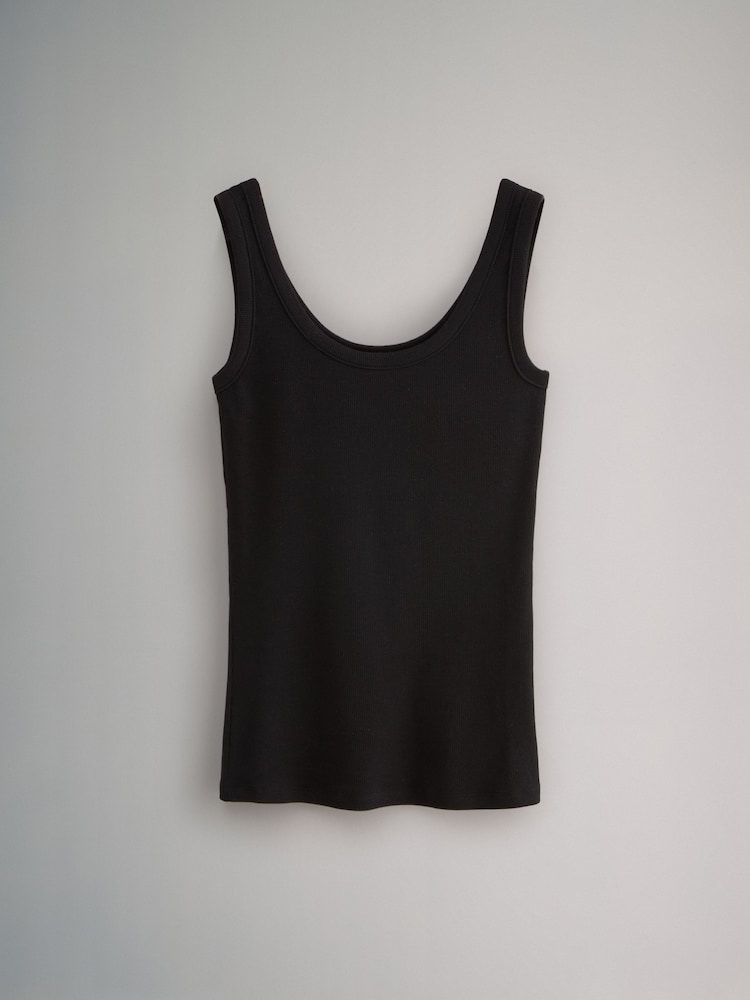 The Set Black/Khaki Green/White 3 Pack Ribbed Scoop Neck Vests - Image 8 of 10