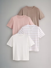 The Set Taupe Brown/Pink/Cream/Stripe Short Sleeve 4 Pack Relaxed T-Shirts - Image 2 of 11