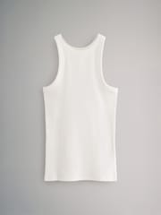 The Set Khaki Green/Pink/Cream 3 Pack Ribbed Racer Vests - Image 10 of 11