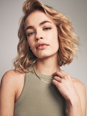 The Set Khaki Green/Pink/Cream 3 Pack Ribbed Racer Vests - Image 7 of 11