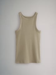 The Set Khaki Green/Pink/Cream 3 Pack Ribbed Racer Vests - Image 8 of 11