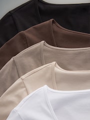 The Set Black/Brown/Neutral/Nude/White 5 Pack Slouch Short Sleeve T-Shirt - Image 13 of 13