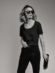 The Set Black/Brown/Neutral/Nude/White 5 Pack Slouch Short Sleeve T-Shirt - Image 3 of 13