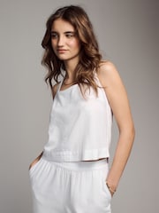 The Set Black/White 2 Pack Linen Blend Shell Tops - Image 1 of 2