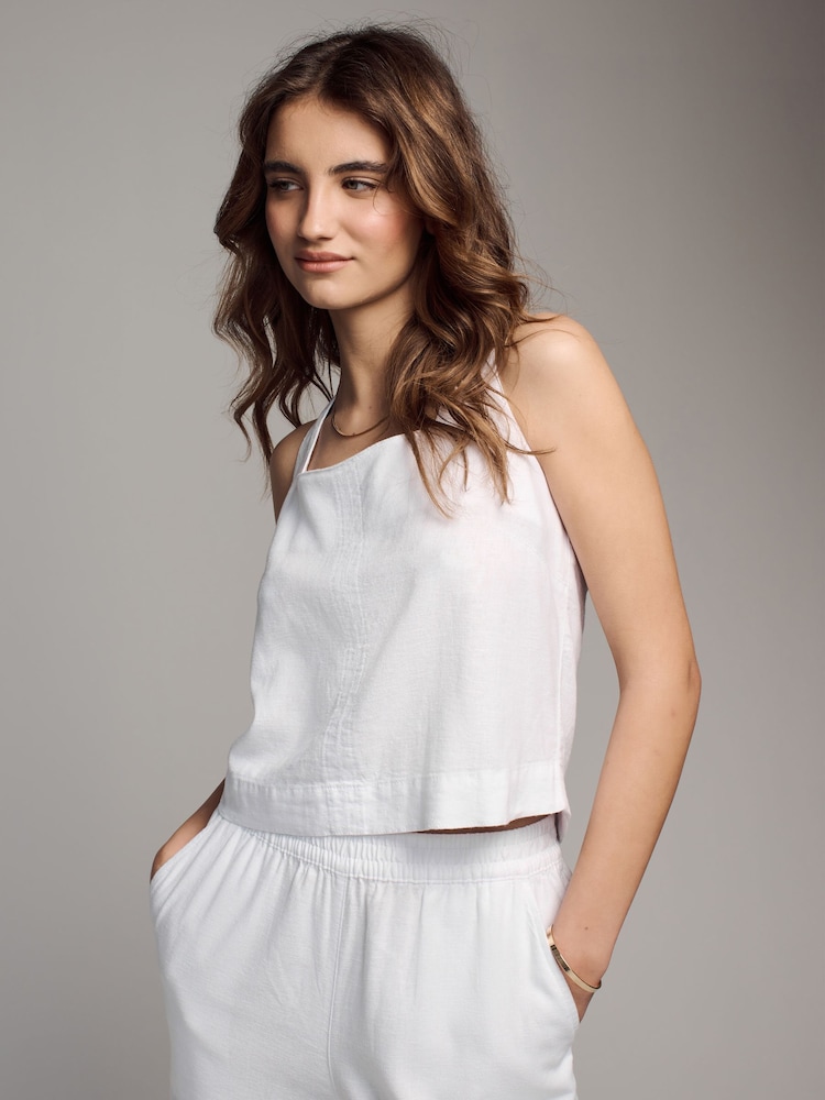 The Set Black/White 2 Pack Linen Blend Shell Tops - Image 1 of 2