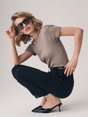 The Set Black/Taupe Brown/White 3 Pack Ribbed Short Sleeve T-Shirts - Image 5 of 11