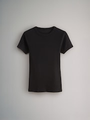 The Set Black/Taupe Brown/White 3 Pack Ribbed Short Sleeve T-Shirts - Image 8 of 11