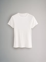The Set Black/Taupe Brown/White 3 Pack Ribbed Short Sleeve T-Shirts - Image 9 of 11