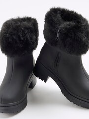 River Island Black Girls Faux Fur Cuff Heel Boots - Image 4 of 5