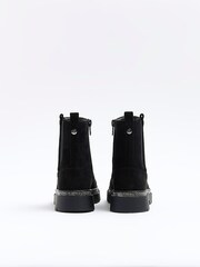 River Island Black Girls Suedette Diamonte Boots - Image 3 of 5