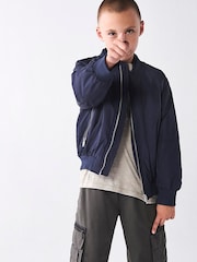 River Island Blue Boys Nylon Bomber Jacket - Image 1 of 5