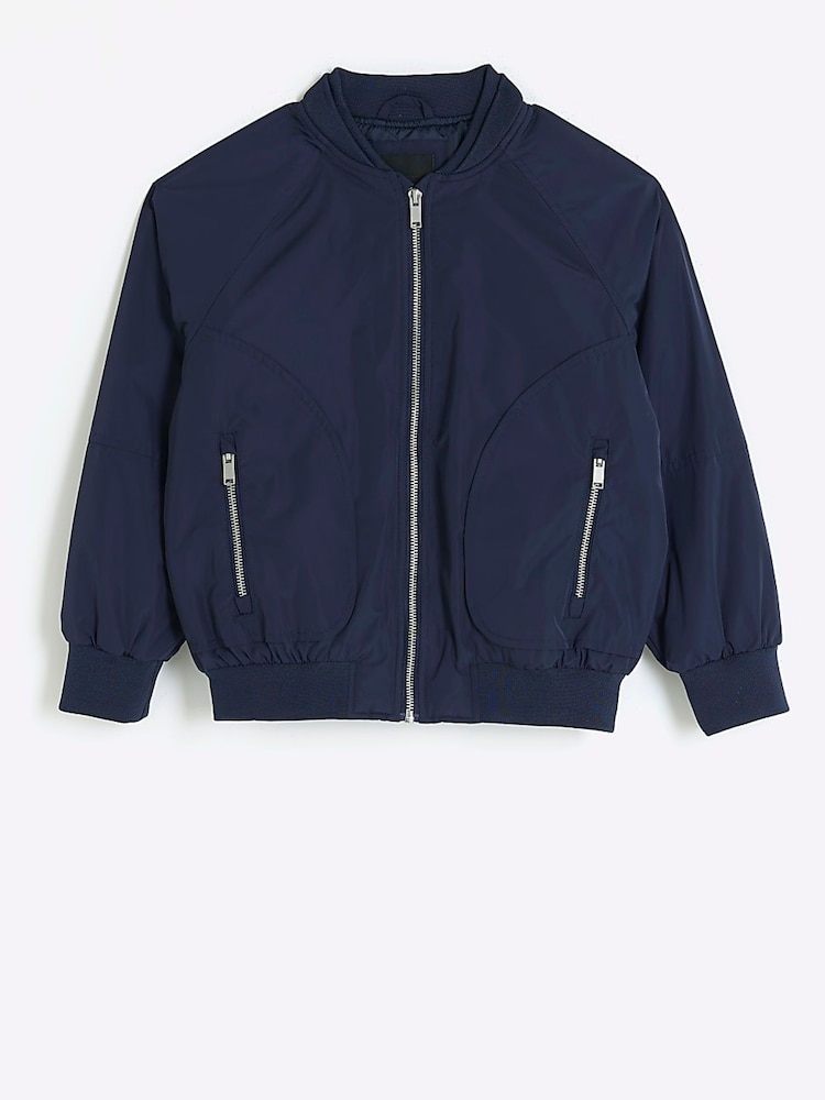 River Island Blue Boys Nylon Bomber Jacket - Image 2 of 5