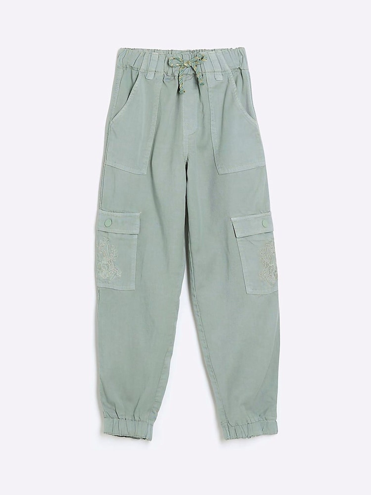 River Island Green Girls Kind Society Cargo Trousers - Image 1 of 4 River Island Green Girls Kind Society Cargo Trousers - Image 1 of 4