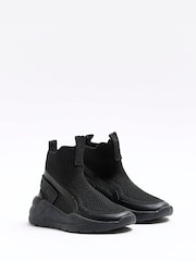 River Island Black Boys Tech Hi Top Socks Trainers - Image 2 of 5
