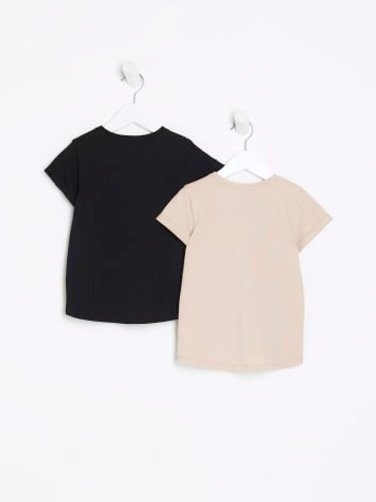 River Island Black/Natural Girls Pack of 2 Mini Diva T-Shirt - Image 2 of 4 River Island Black/Natural Girls Pack of 2 Mini Diva T-Shirt - Image 2 of 4