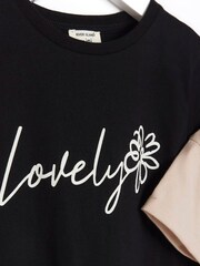 River Island Black/Natural Girls Pack of 2 Mini Diva T-Shirt - Image 3 of 4