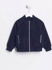 River Island Dark Blue Boys Nylon Bomber Jacket - Image 1 of 6