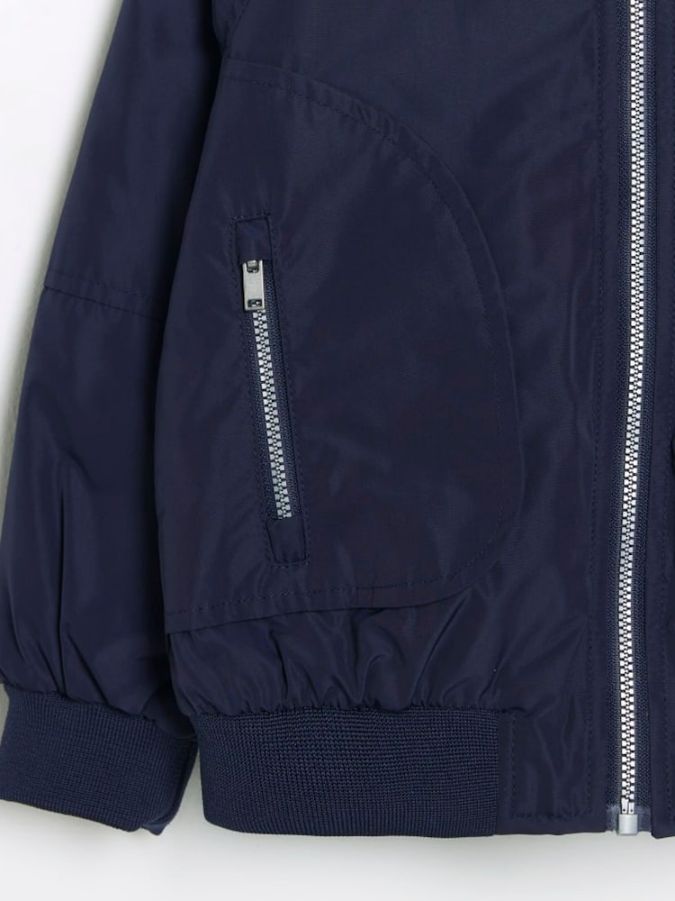 River Island Dark Blue Boys Nylon Bomber Jacket - Image 4 of 6